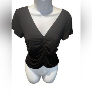 Forever 21 Black Scrunched V-neck